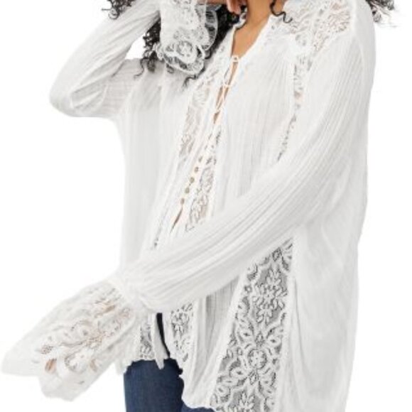 Free People Georgia Tunic Bright White SIZE SMALL - Picture 4 of 7